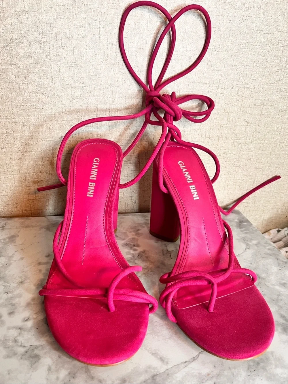 Gianni Bini Hot Pink Strappy Block Heel Sandal